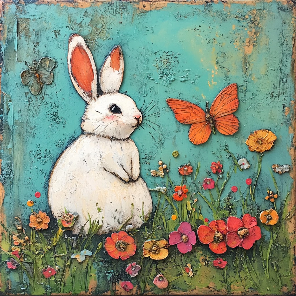 Meadow Bunny 30x30cm - Timanttimaalaus